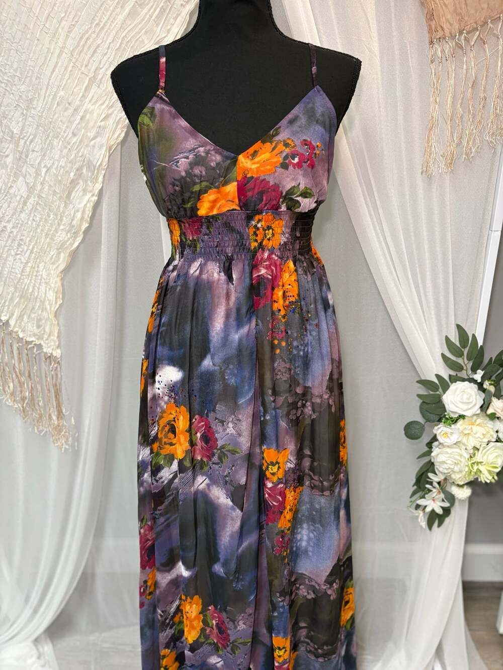 Choklate Watercolor Floral Rhinestone Y2K Maxi Dress